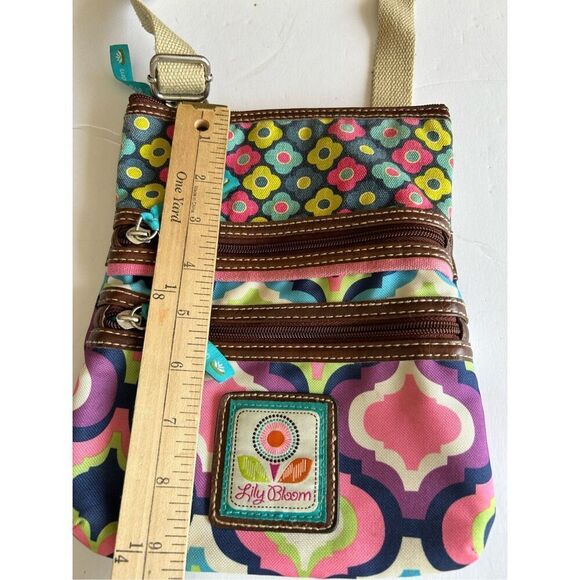 Lily Bloom 7x8” dots 3 zippers crossbody blue tags - Picture 5 of 7